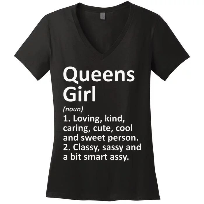 QUEENS GIRL NY NEW YORK Funny City Home Roots Gift Women's V-Neck T-Shirt