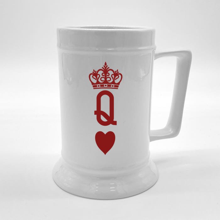 Queen Heart Cool Playing Card Front & Back Beer Stein