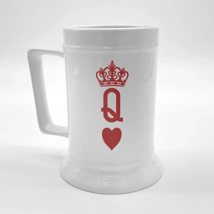 Queen Heart Cool Playing Card Front & Back Beer Stein