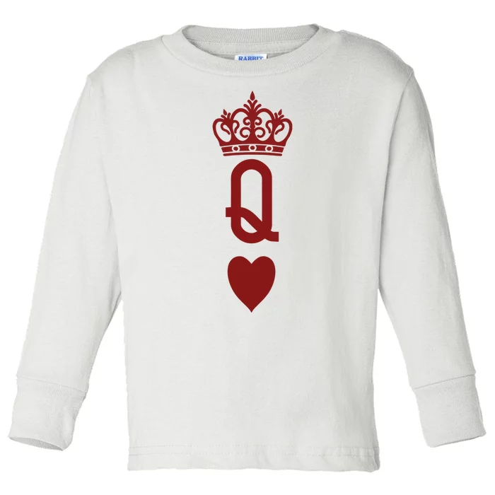 Queen Heart Cool Playing Card Toddler Long Sleeve Shirt