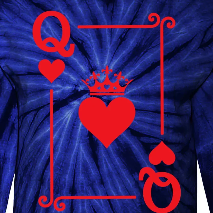 Queen Hearts Card Costume Playing Cards Queen Of Hearts Tie-Dye Long Sleeve Shirt