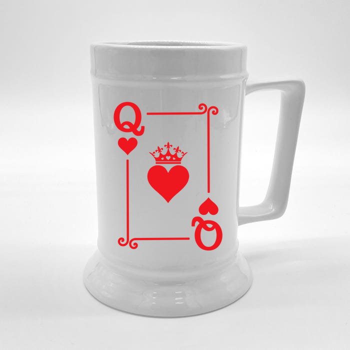 Queen Hearts Card Costume Playing Cards Queen Of Hearts Front & Back Beer Stein