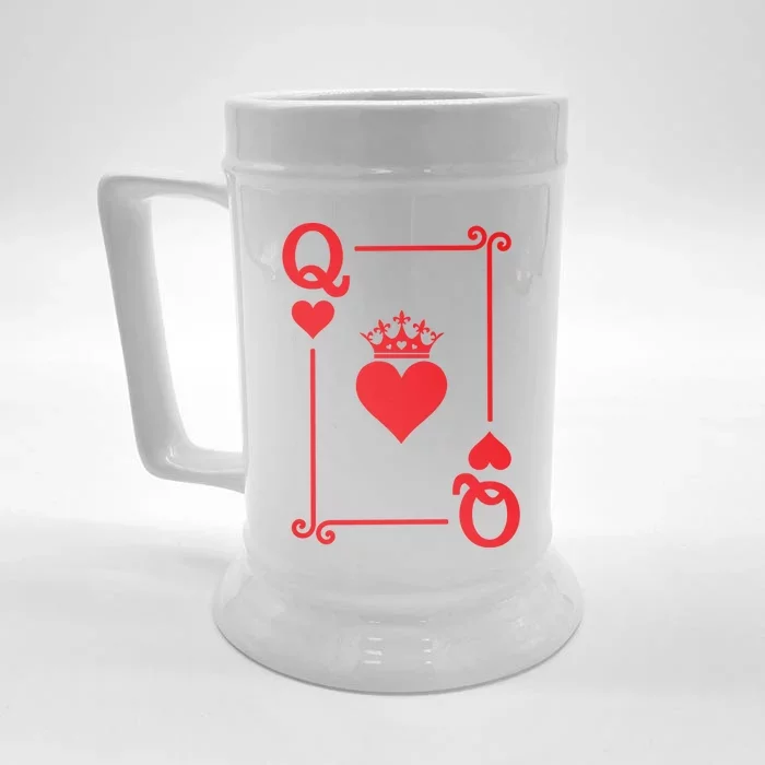 Queen Hearts Card Costume Playing Cards Queen Of Hearts Front & Back Beer Stein