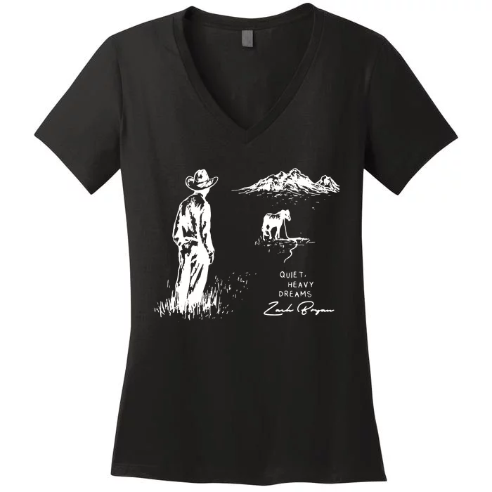 Quiet Heavy Dreams Country Music Women's V-Neck T-Shirt