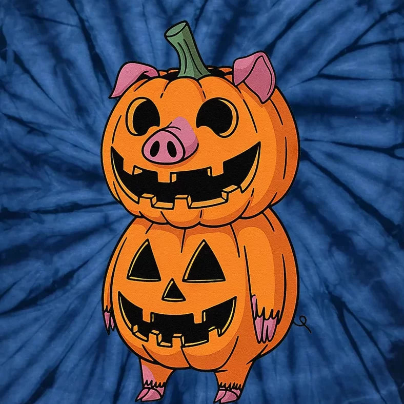 Quirky Halloween Pig Pumpkin Fusion Comic Tie-Dye T-Shirt