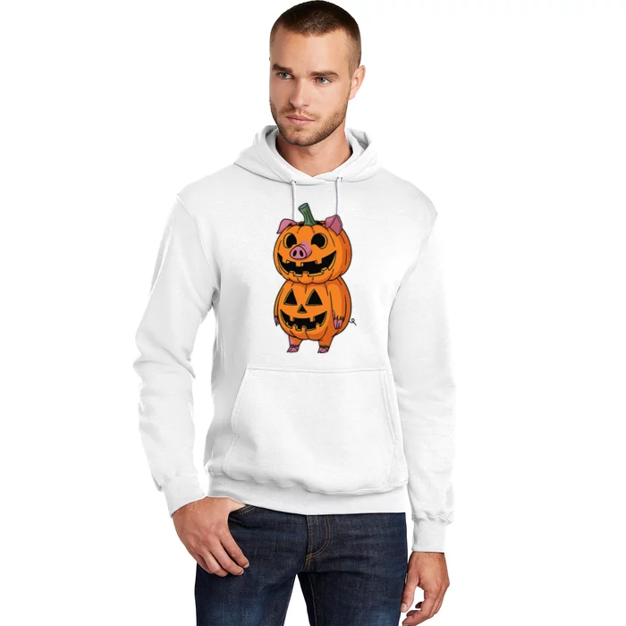 Quirky Halloween Pig Pumpkin Fusion Comic Hoodie