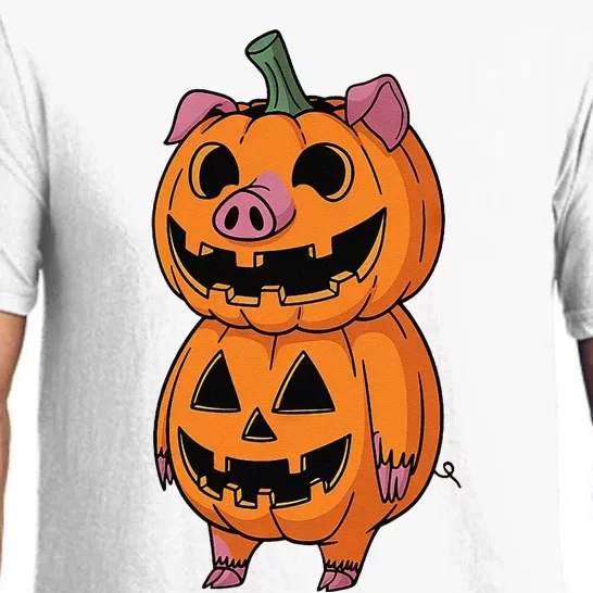 Quirky Halloween Pig Pumpkin Fusion Comic Pajama Set