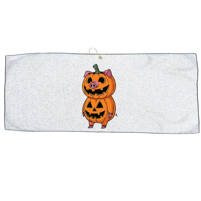 Quirky Halloween Pig Pumpkin Fusion Comic Large Microfiber Waffle Golf Towel