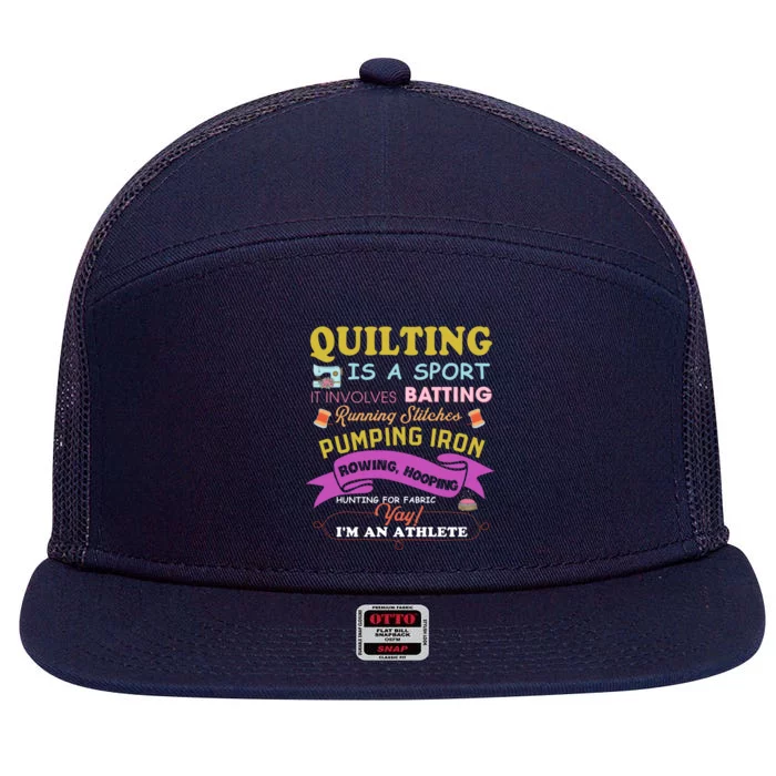 Quilting Is A Sport Funny Quilt Sayings Sewer Quilter Gift 7 Panel Mesh Trucker Snapback Hat