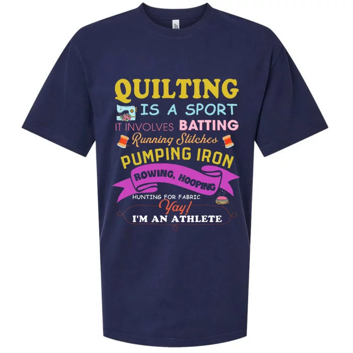 Quilting Is A Sport Funny Quilt Sayings Sewer Quilter Sueded Cloud Jersey T-Shirt