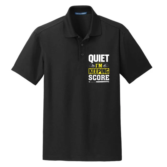 Quiet I'm Keeping Score Funny Baseball Dry Zone Grid Performance Polo