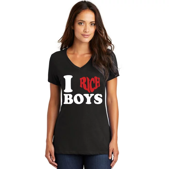 Qierraa I Love Rich Boy Women's V-Neck T-Shirt