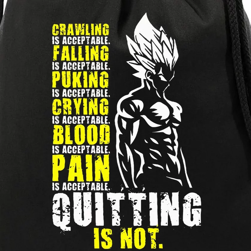 Quitting Is Not Acceptable Anime Gym and Workout Motivation Drawstring Bag