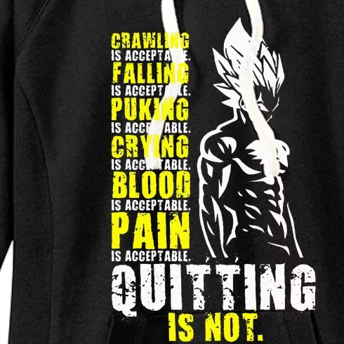 Quitting Is Not Acceptable Anime Gym and Workout Motivation Women's Fleece Hoodie