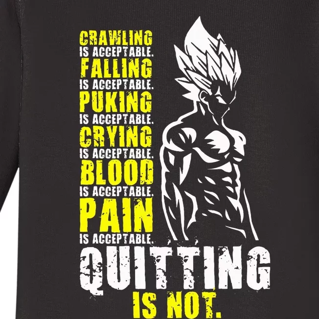 Quitting Is Not Acceptable Anime Gym and Workout Motivation Baby Long Sleeve Bodysuit