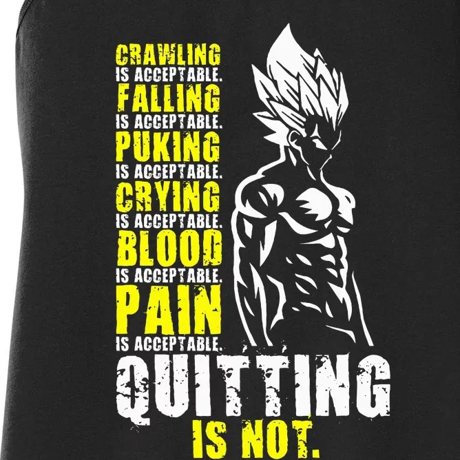 Quitting Is Not Acceptable Anime Gym and Workout Motivation Women's Racerback Tank