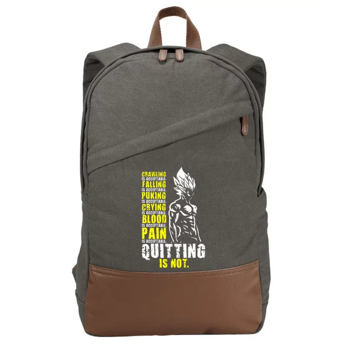 Quitting Is Not Acceptable Anime Gym and Workout Motivation Cotton Canvas Backpack