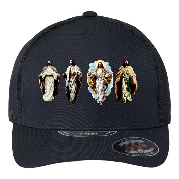 Quad Jesus Art Flexfit Unipanel Trucker Cap