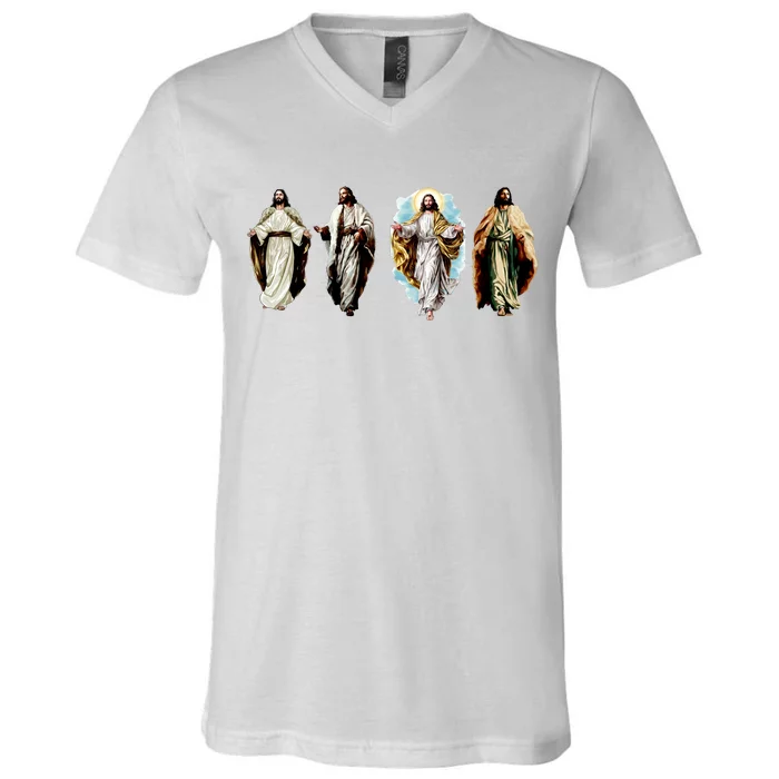 Quad Jesus Art V-Neck T-Shirt