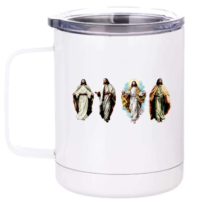 Quad Jesus Art Front & Back 12oz Stainless Steel Tumbler Cup