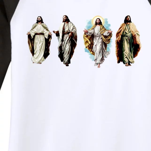 Quad Jesus Art Women's Tri-Blend 3/4-Sleeve Raglan Shirt