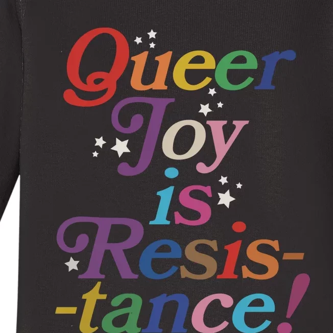 Queer Joy Is Resistance Lgbt Lgbtq Pride Month Baby Long Sleeve Bodysuit