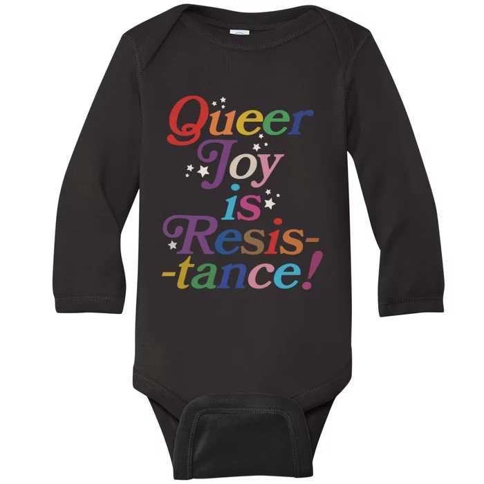 Queer Joy Is Resistance Lgbt Lgbtq Pride Month Baby Long Sleeve Bodysuit