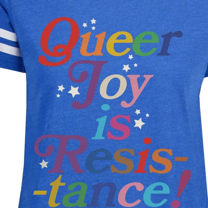 Queer Joy Is Resistance Lgbt Lgbtq Pride Month Enza Ladies Jersey Football T-Shirt