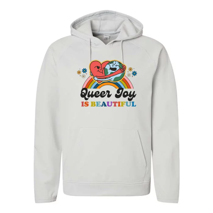 Queer Joy Is Beautiful Rainbow Pride Month Lesbian Performance Fleece Hoodie