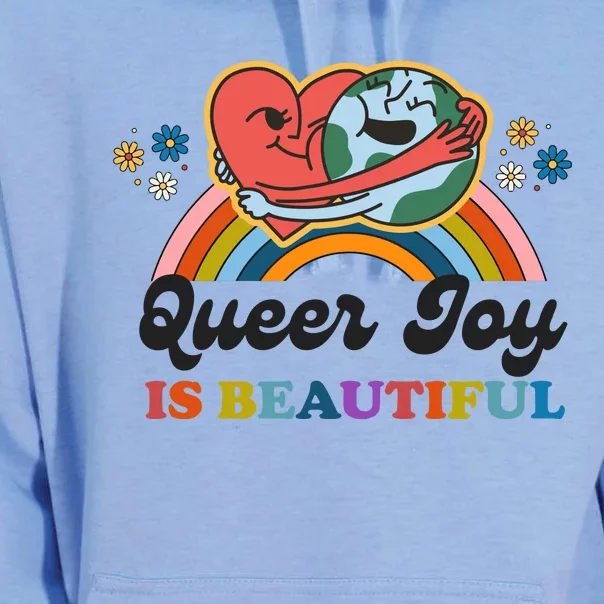 Queer Joy Is Beautiful Rainbow Pride Month Lesbian Unisex Surf Hoodie