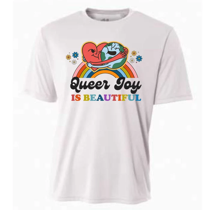 Queer Joy Is Beautiful Rainbow Pride Month Lesbian Cooling Performance Crew T-Shirt