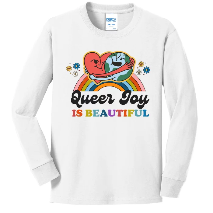 Queer Joy Is Beautiful Rainbow Pride Month Lesbian Kids Long Sleeve Shirt