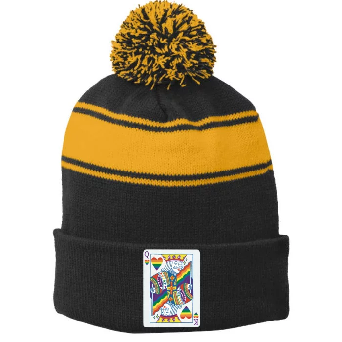 Queer King Queen Stripe Pom Pom Beanie