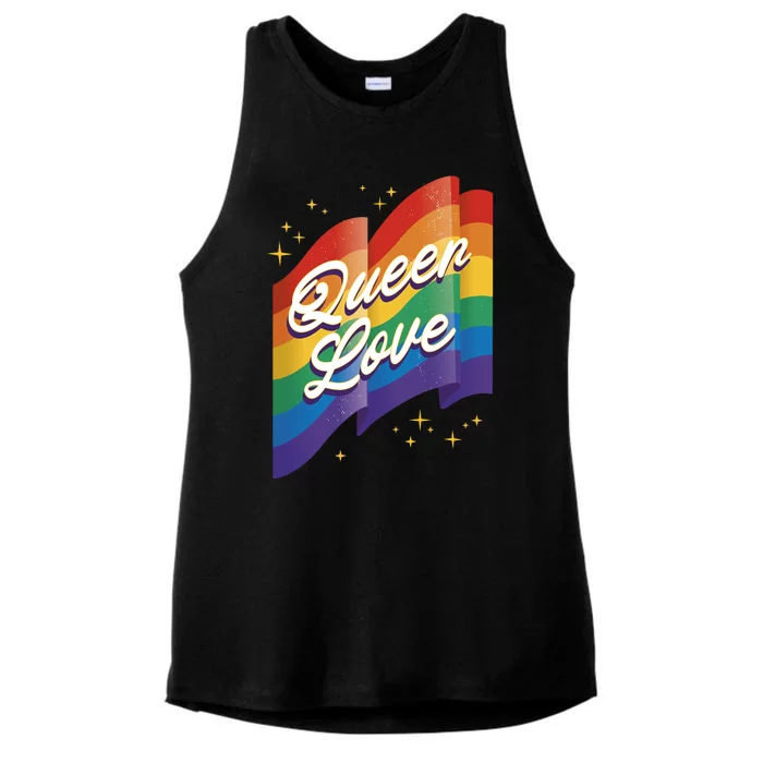 Queen Love LGBTQ Flag Ladies Tri-Blend Wicking Tank