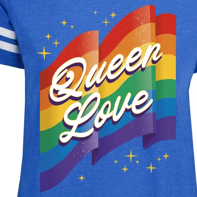 Queen Love LGBTQ Flag Enza Ladies Jersey Football T-Shirt