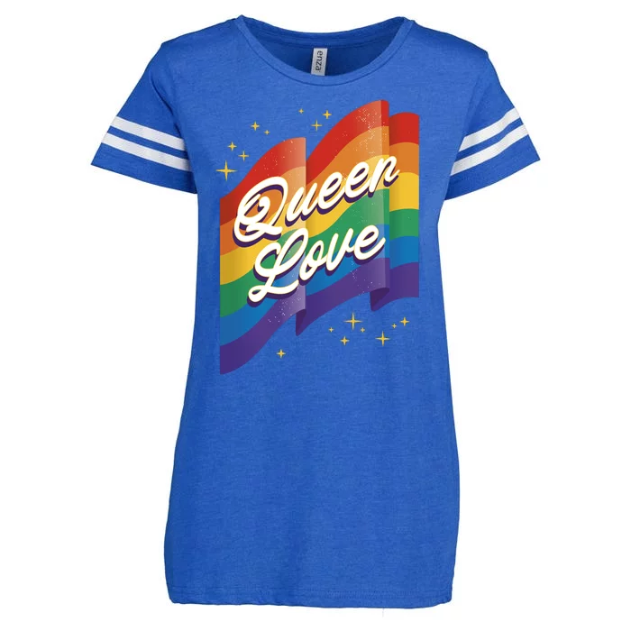 Queen Love LGBTQ Flag Enza Ladies Jersey Football T-Shirt