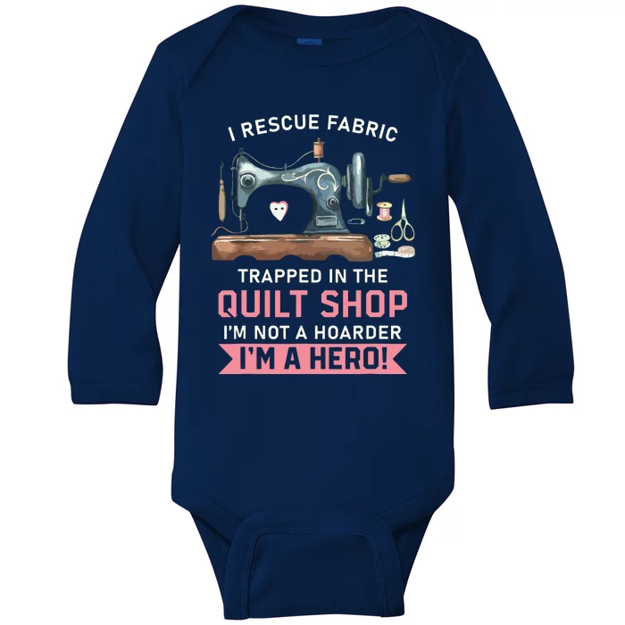 Quilt Lovers Quilting Sewing Machine Gift For Sewer Quilter Baby Long Sleeve Bodysuit