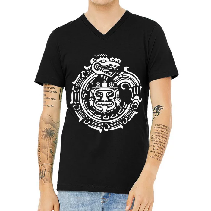 Quetzalcoatl Maya Aztec Ancient Symbol V-Neck T-Shirt