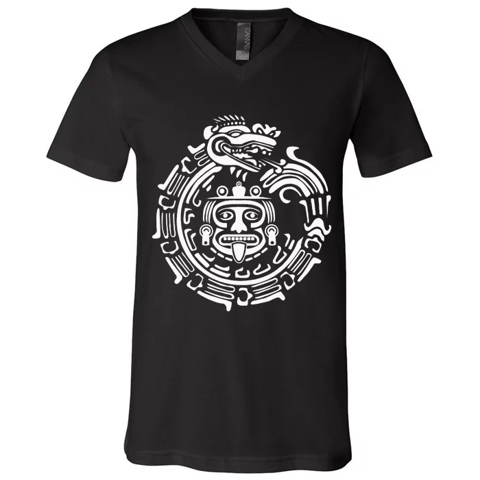 Quetzalcoatl Maya Aztec Ancient Symbol V-Neck T-Shirt