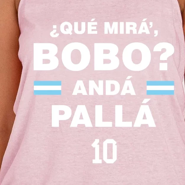 Que Mira´Bobo Argentina 10 Women's Knotted Racerback Tank