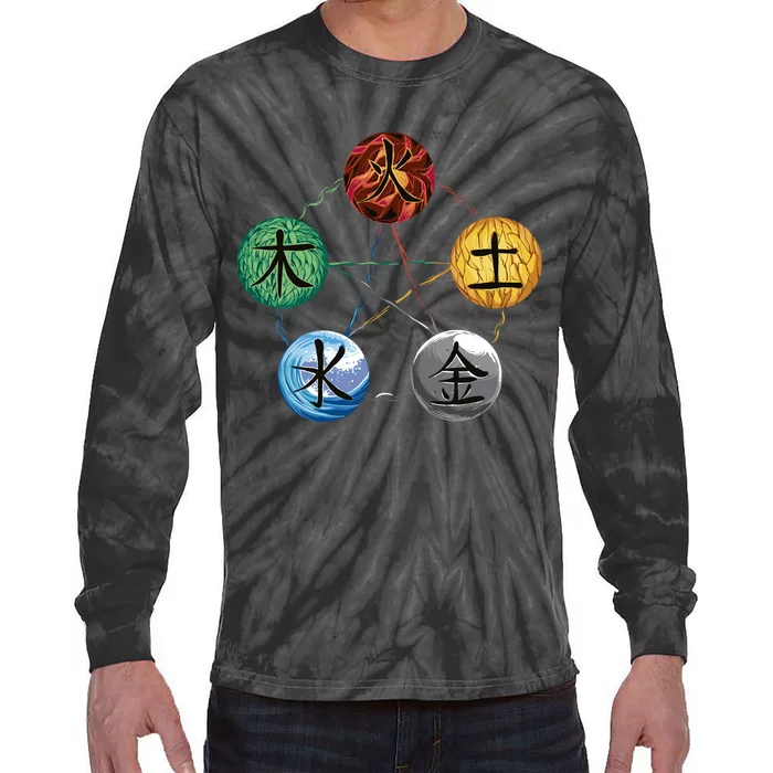 Qigong Martial Arts Elements Tie-Dye Long Sleeve Shirt