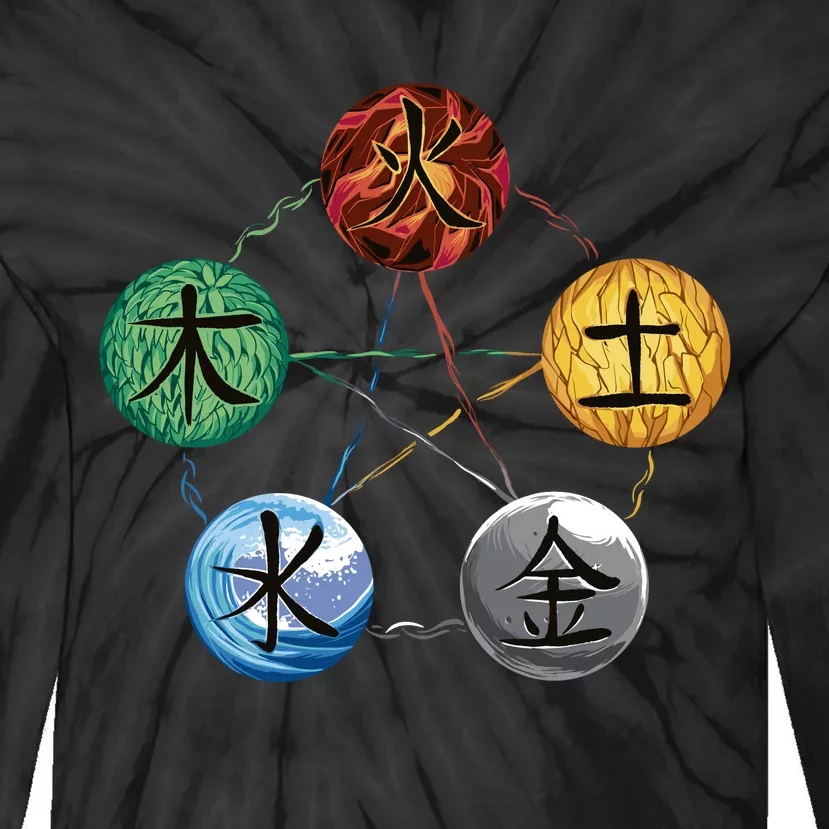 Qigong Martial Arts Elements Tie-Dye Long Sleeve Shirt