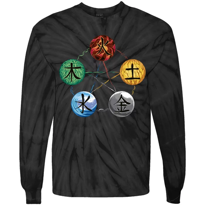 Qigong Martial Arts Elements Tie-Dye Long Sleeve Shirt