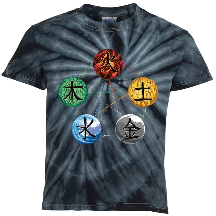 Qigong Martial Arts Elements Kids Tie-Dye T-Shirt