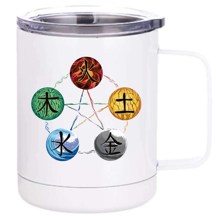 Qigong Martial Arts Elements Front & Back 12oz Stainless Steel Tumbler Cup