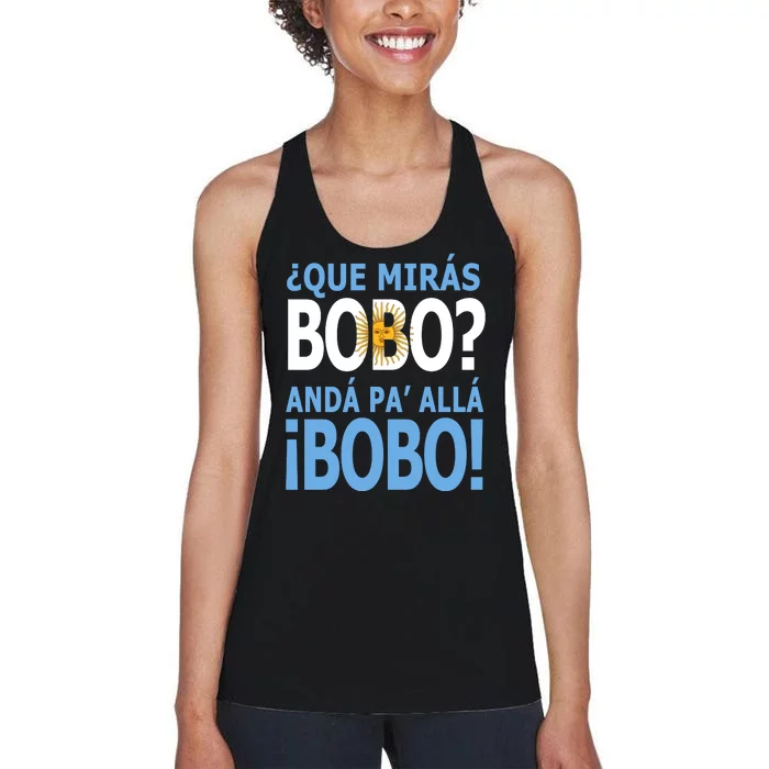 Que Mira´Bobo Argentina 10 Women's Racerback Tank