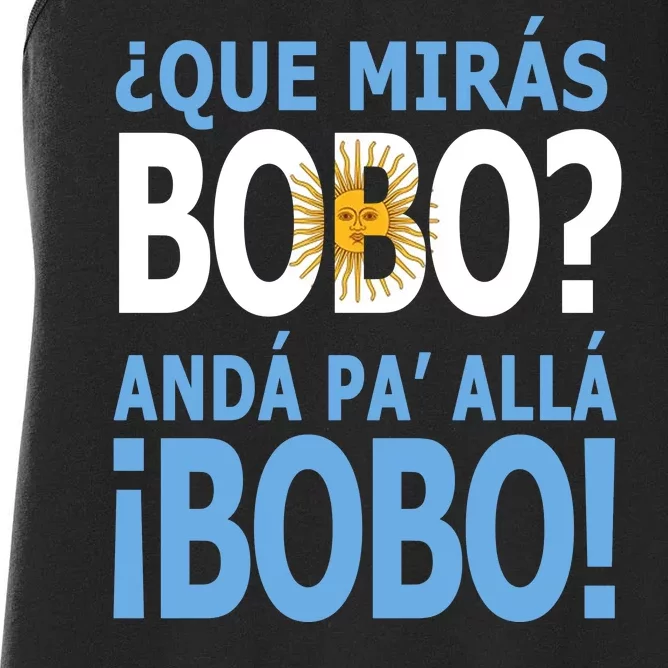 Que Mira´Bobo Argentina 10 Women's Racerback Tank