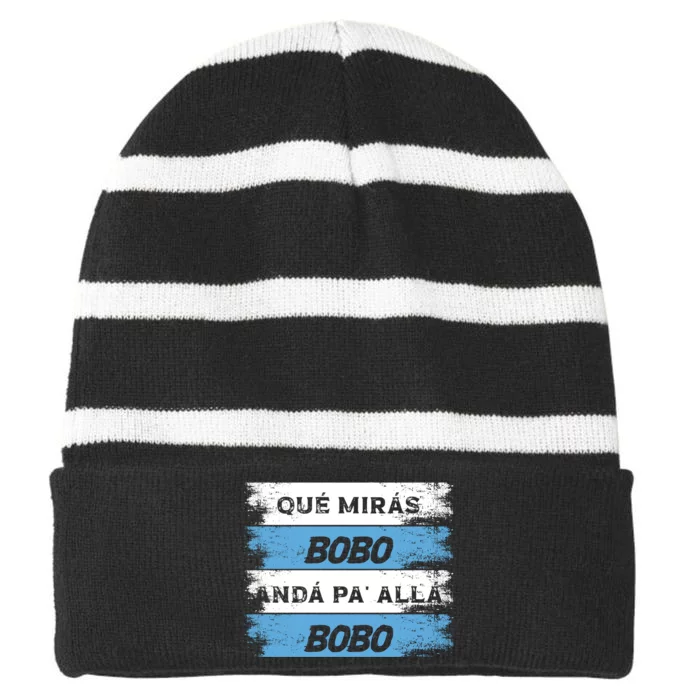 Qué Miras Bobo Qué Mira Bobo Trending Design Striped Beanie with Solid Band