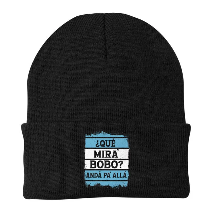 Qué Mira Bobo Sarcastic Saying Viral Meme Argentina Flag Knit Cap Winter Beanie