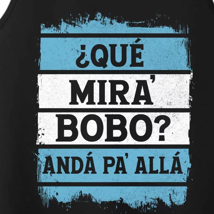 Qué Mira Bobo Sarcastic Saying Viral Meme Argentina Flag Performance Tank